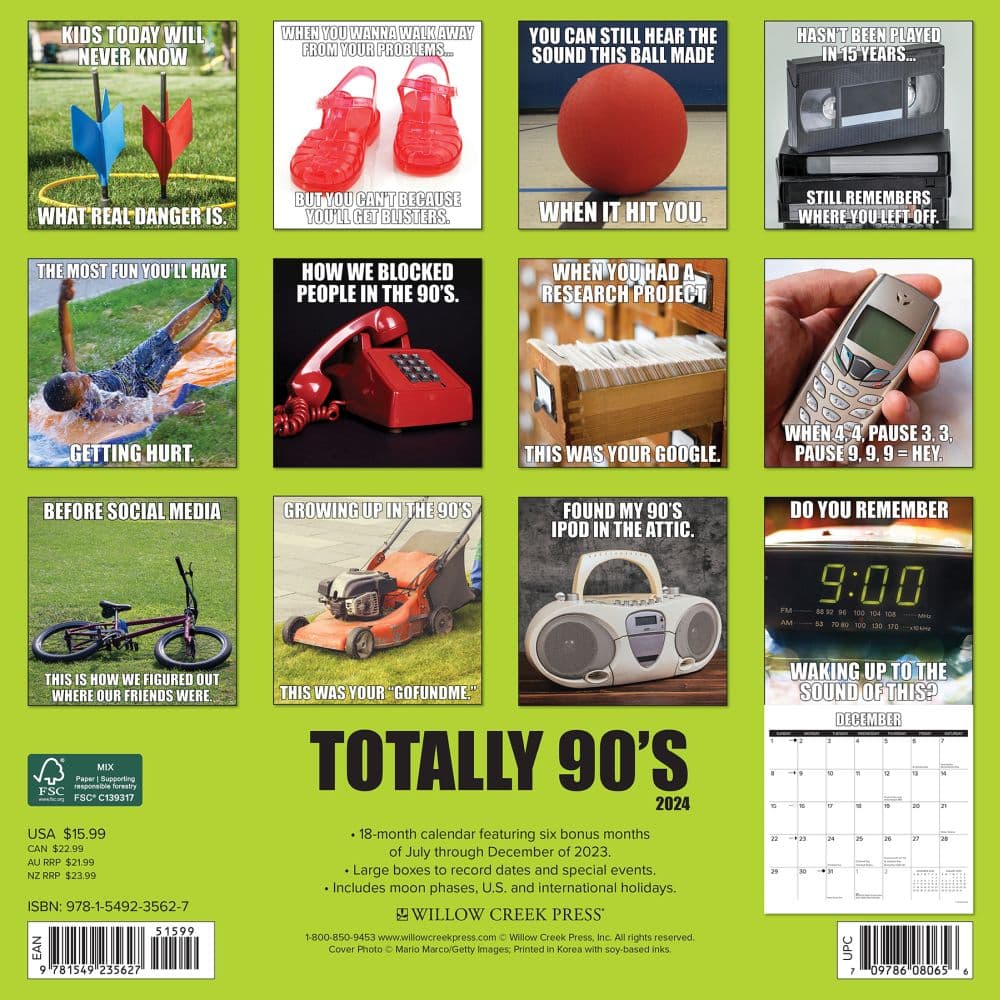 Totally 90s 2024 Wall Calendar