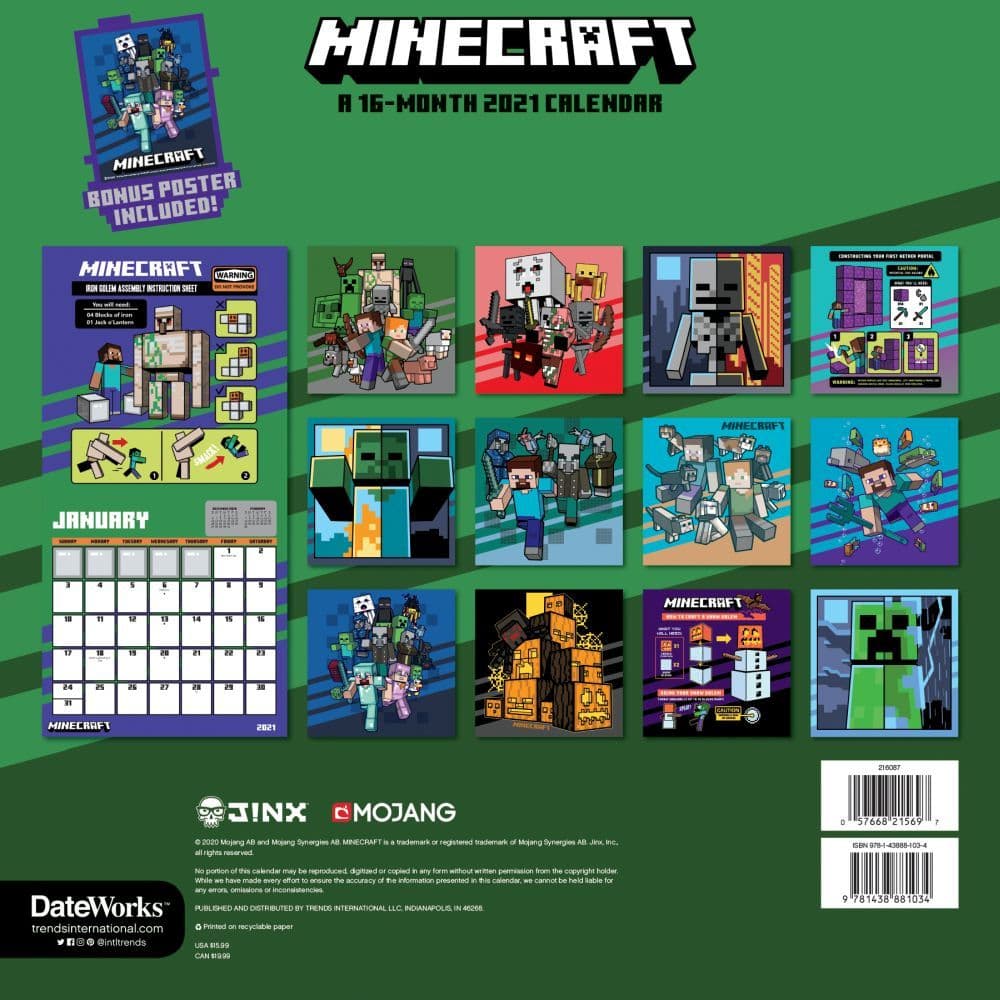 Minecraft Exclusive Wall Calendar Wposter Calendars Com