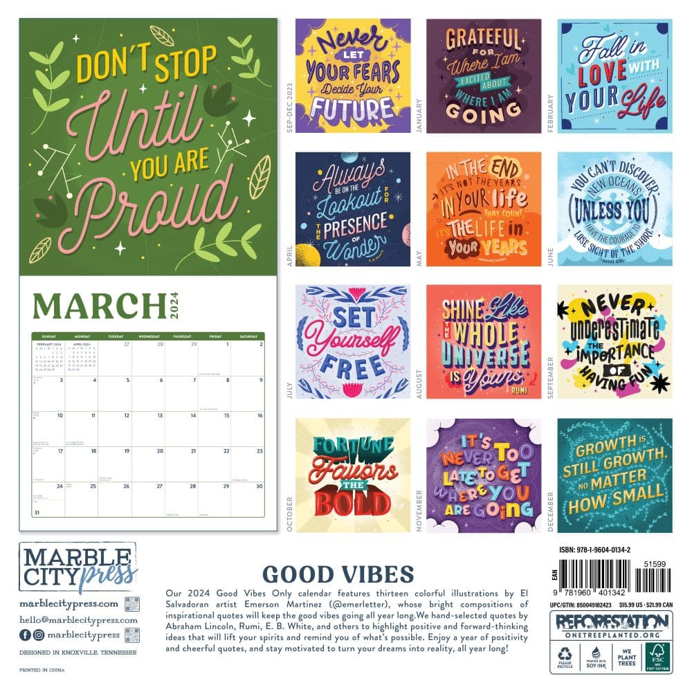 Good Vibes Only 2024 Wall Calendar First Alternate Image width=&quot;1000&quot; height=&quot;1000&quot;