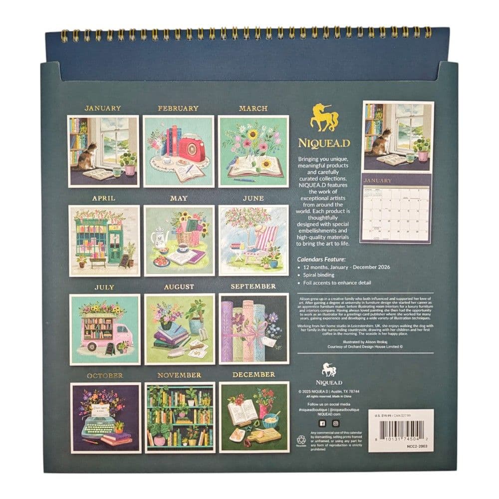 Book Lovers 2026 Spiral Wall Calendar First Alternate Image