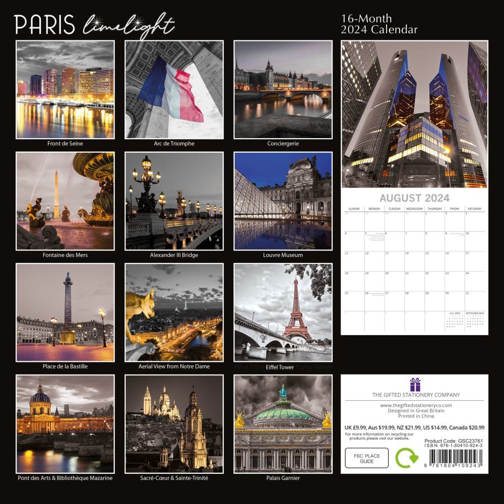 Paris Limelight 2024 Wall Calendar