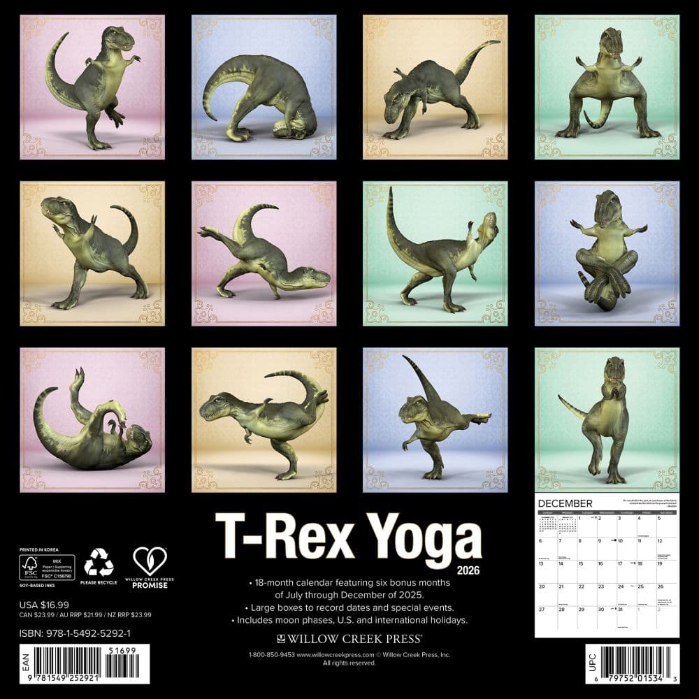 TRex Yoga 2026 Wall Calendar First Alternate Image