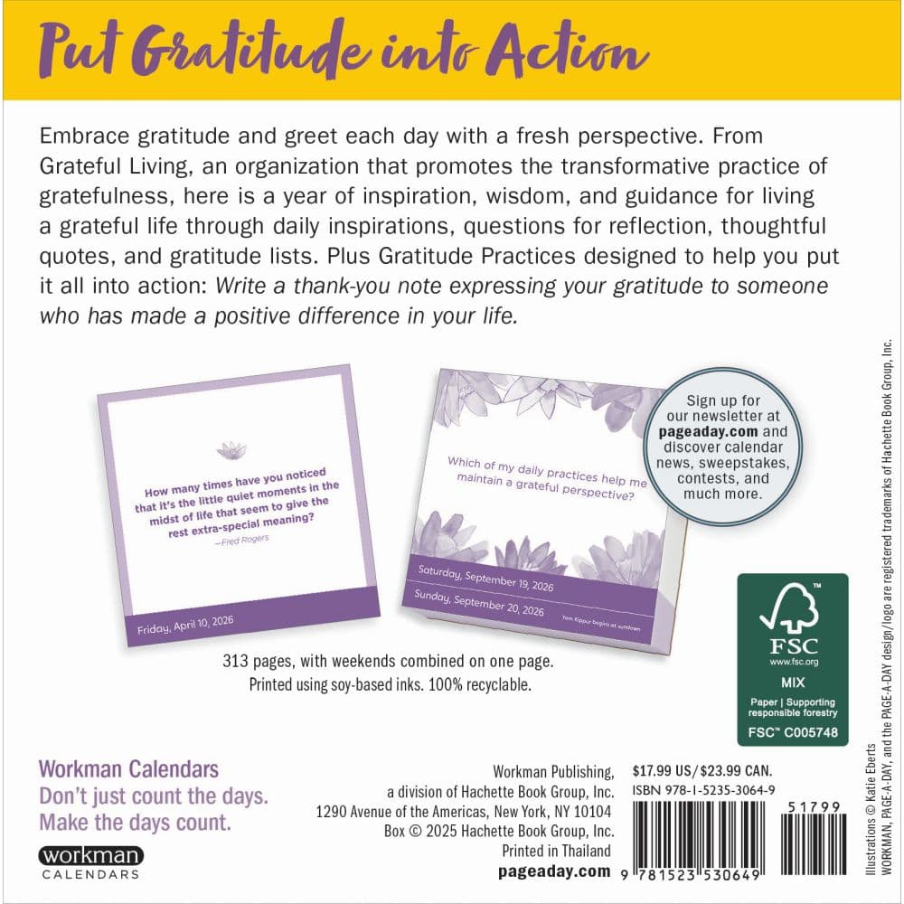 A Year of Gratitude 2026 Desk Calendar First Alternate Image