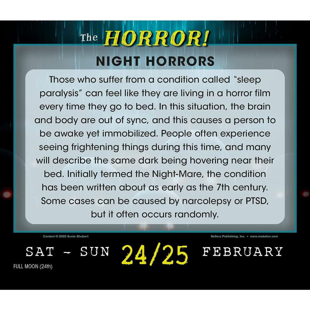 The Horror Terrifying Trivia 2024 Desk Calendar Third Alternate Image width=&quot;1000&quot; height=&quot;1000&quot;