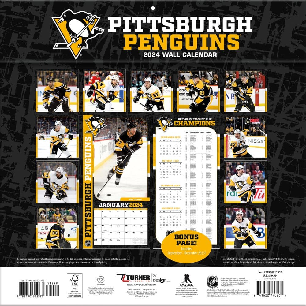 NHL Pittsburgh Penguins 2024 Wall Calendar