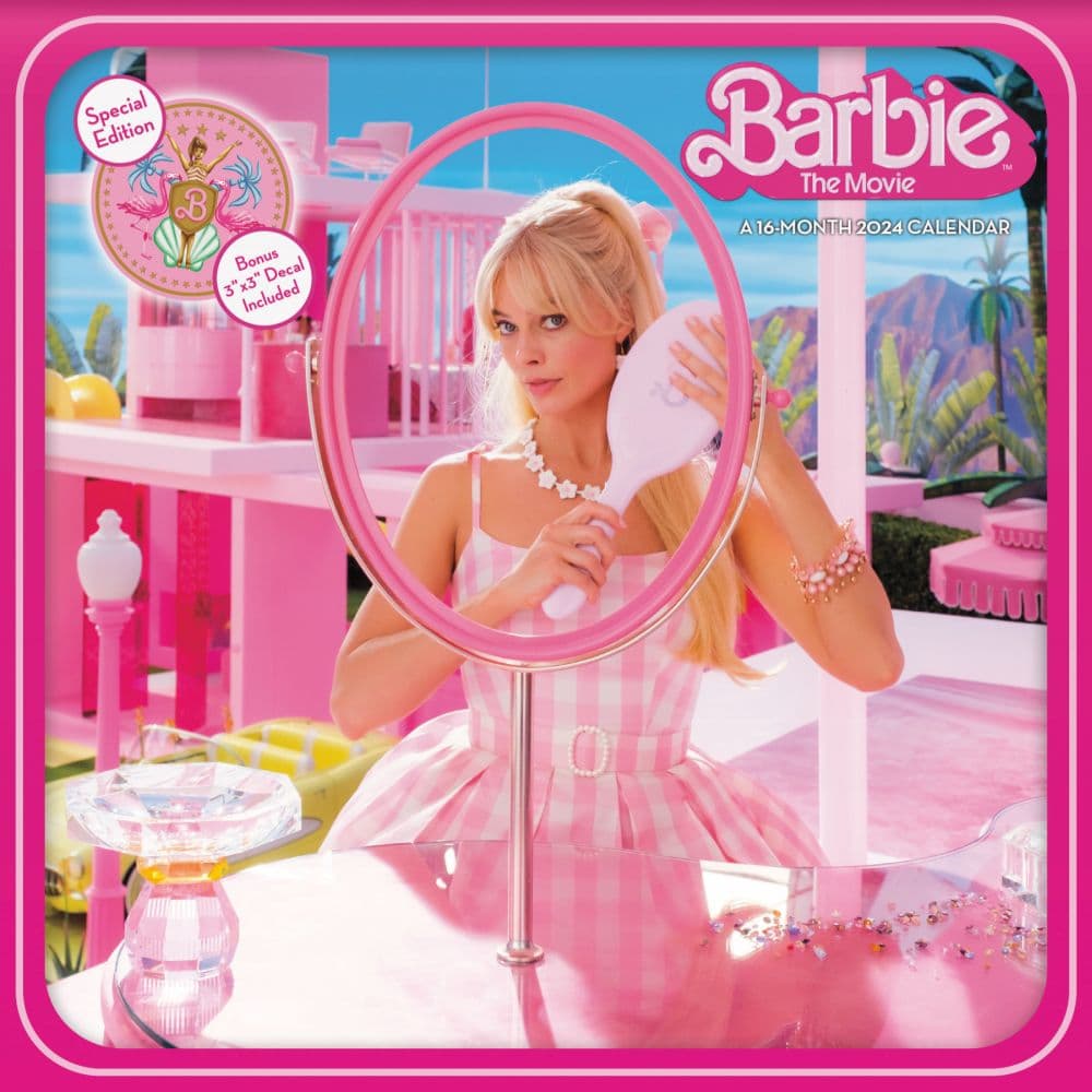 Barbie The Movie Exclusive with Decal 2024 Wall Calendar