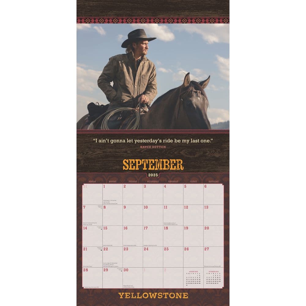 Yellowstone TV 2025 Wall Calendar Alt3