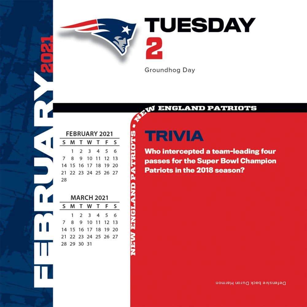 New England Patriots 2021 Desk Calendar Calendars Com