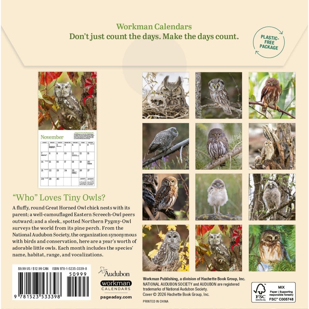 Audubon Little Owls 2027 Mini Wall Calendar First Alternate Image