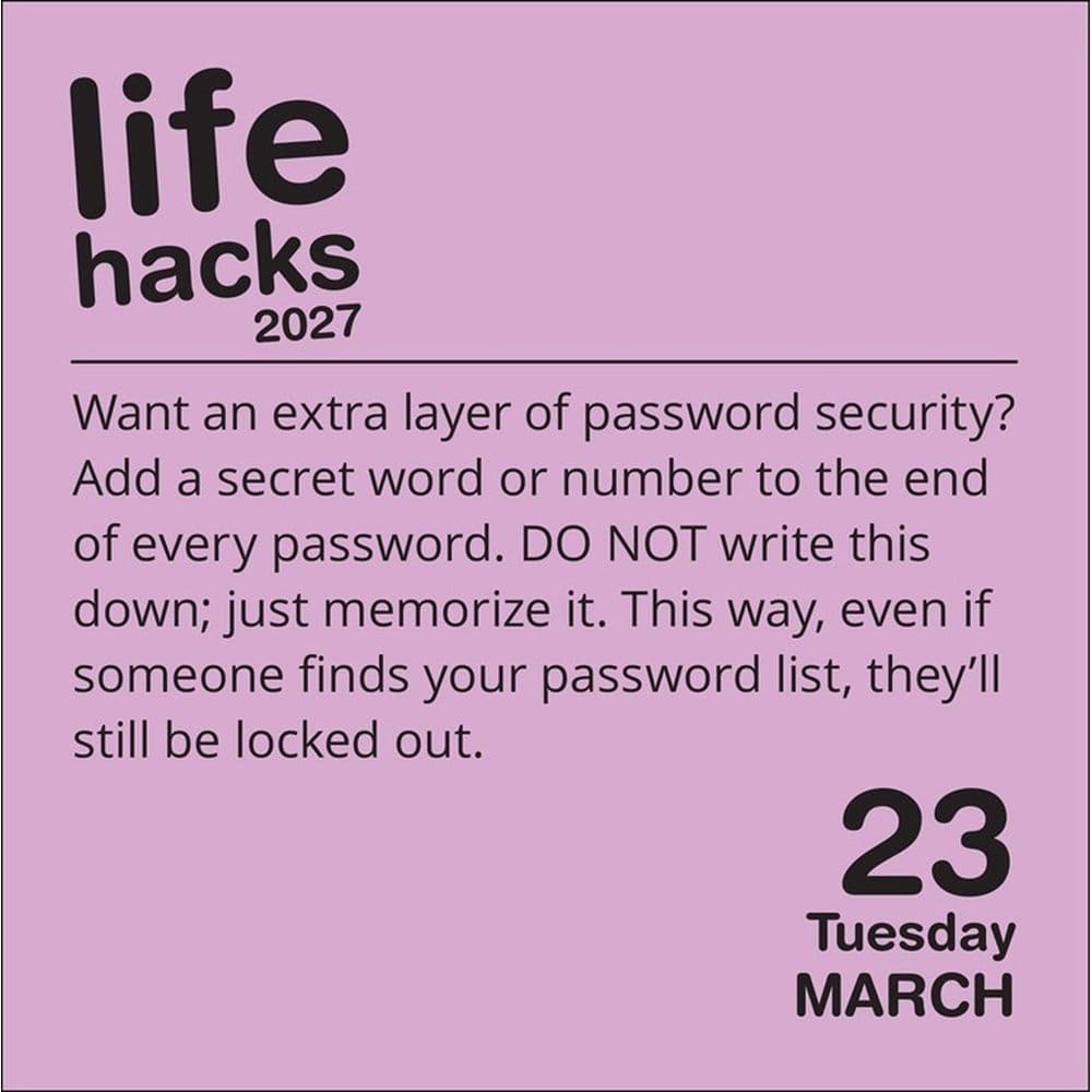 Life Hacks 2027 Desk Calendar Fifth Alternate Image