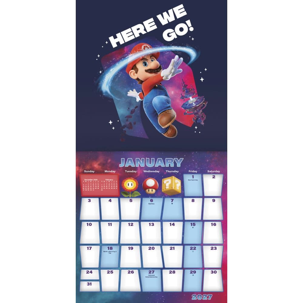 Super Mario Galaxy Movie 2027 Wall Calendar Second Alternate Image