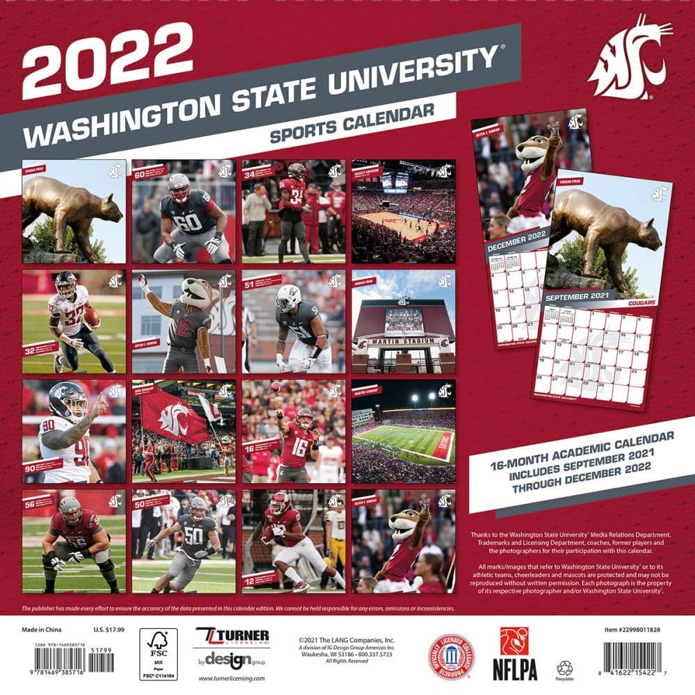 Wsu Schedule 2022 Washington State Cougars 2022 Wall Calendar - Calendars.com