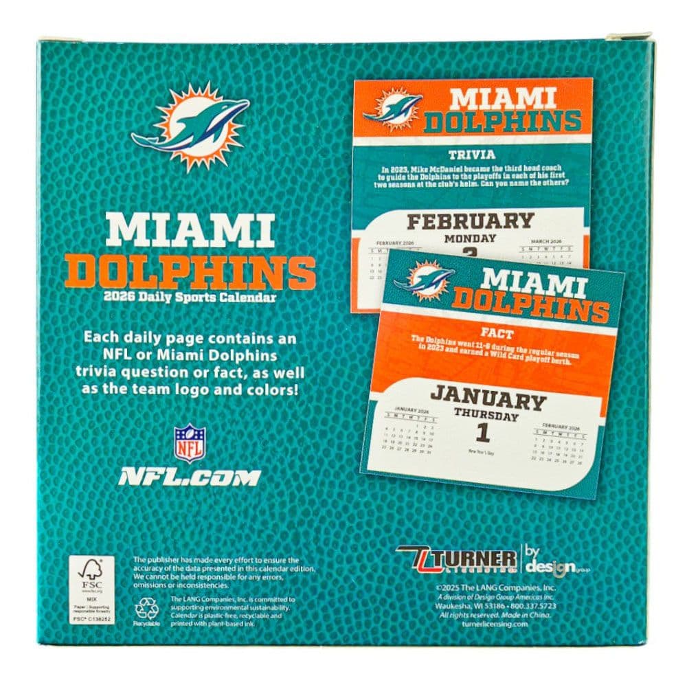 NFL Miami Dolphins 2026 Desk Calendar Sixth Alternate Image