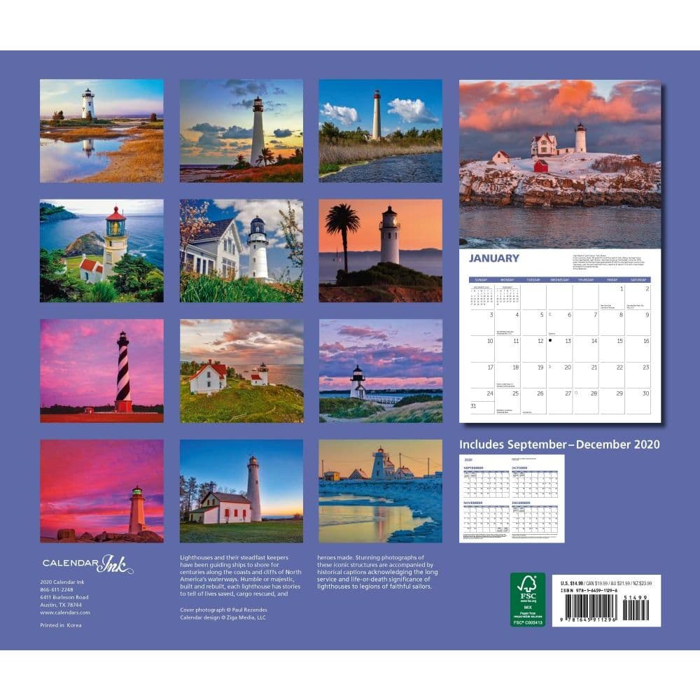 Lighthouses Deluxe Wall Calendar