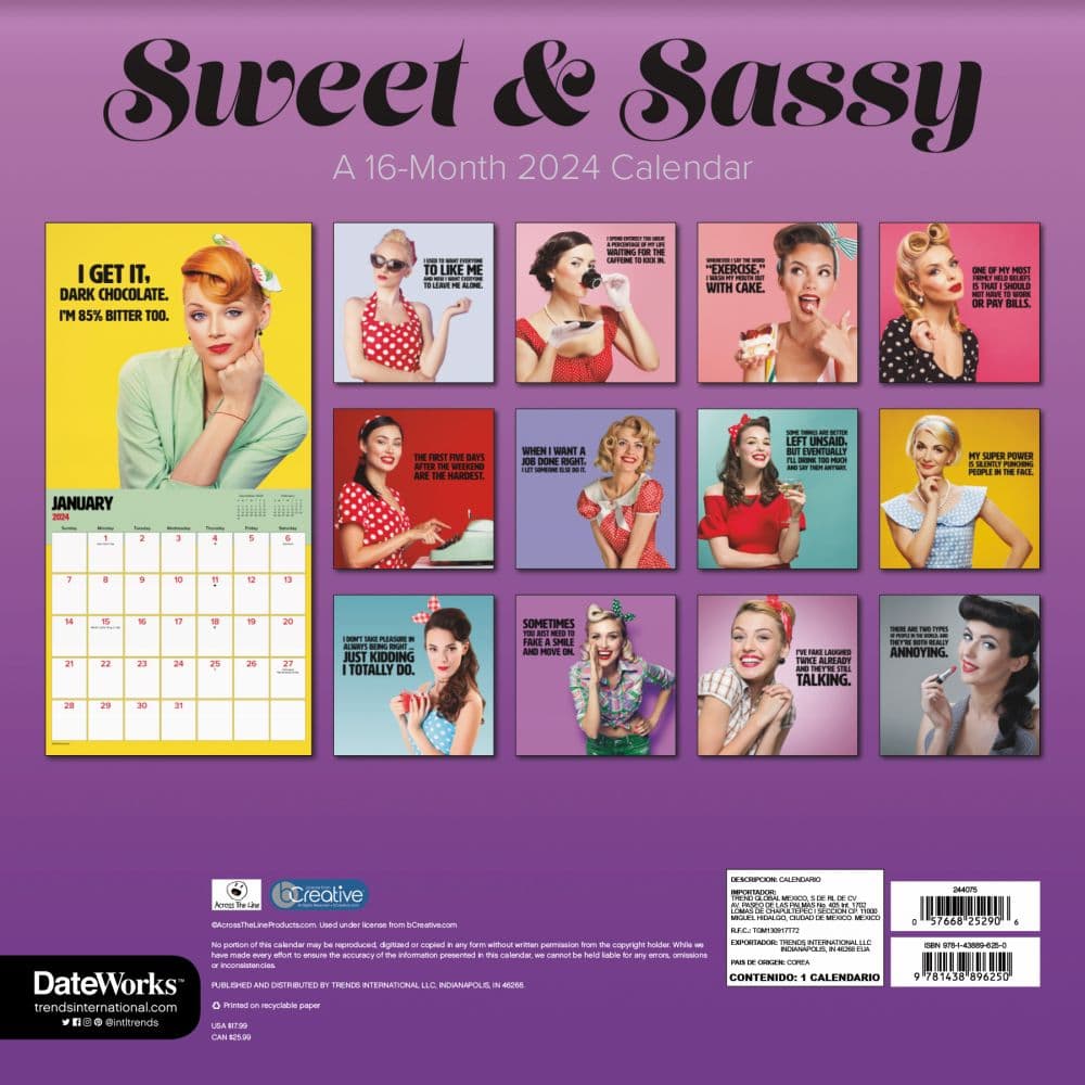 Sweet &amp; Sassy 2024 Wall Calendar Alternate Image 2