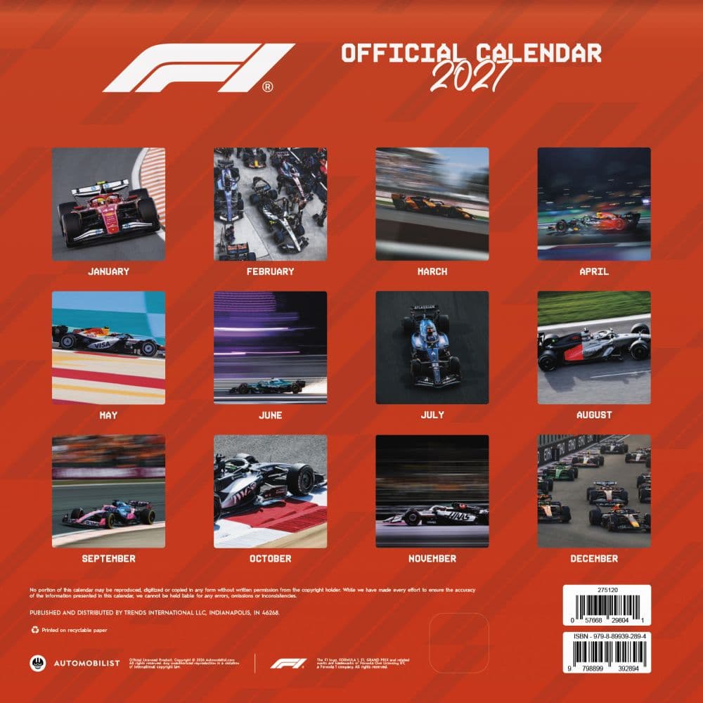 Formula 1 2027 Wall Calendar First Alternate Image