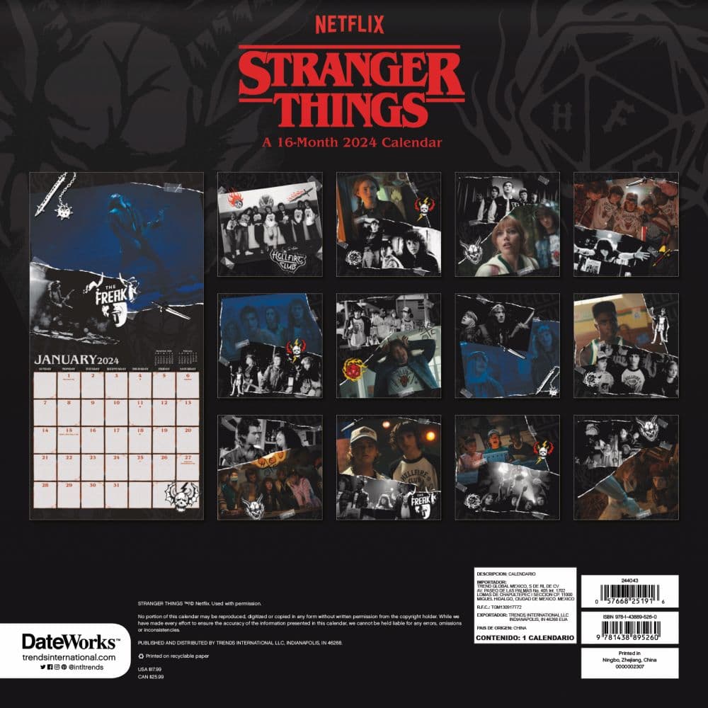 Stranger Things Exclusive with Print 2024 Wall Calendar