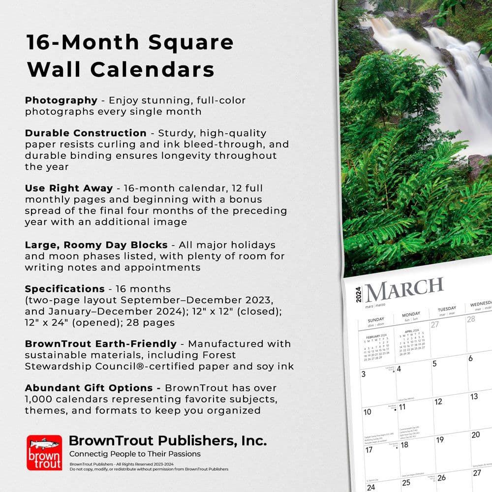 Waterfalls  2024 Wall Calendar Alternate Image 4