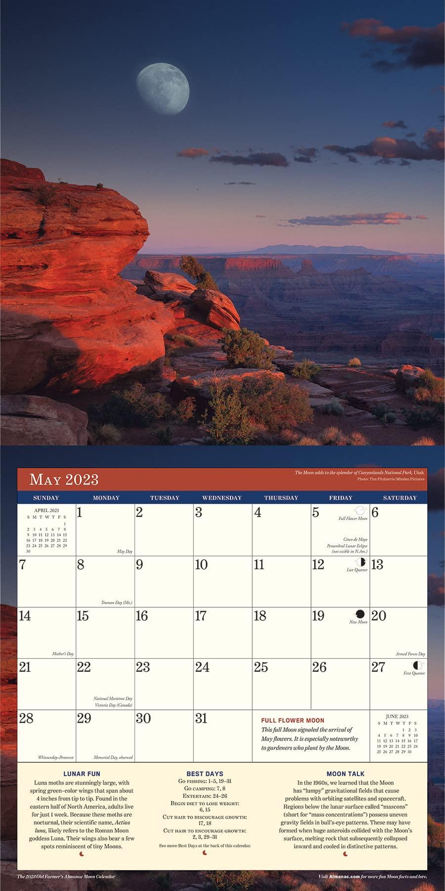 Old Farmers Almanac Moon 2023 Wall Calendar