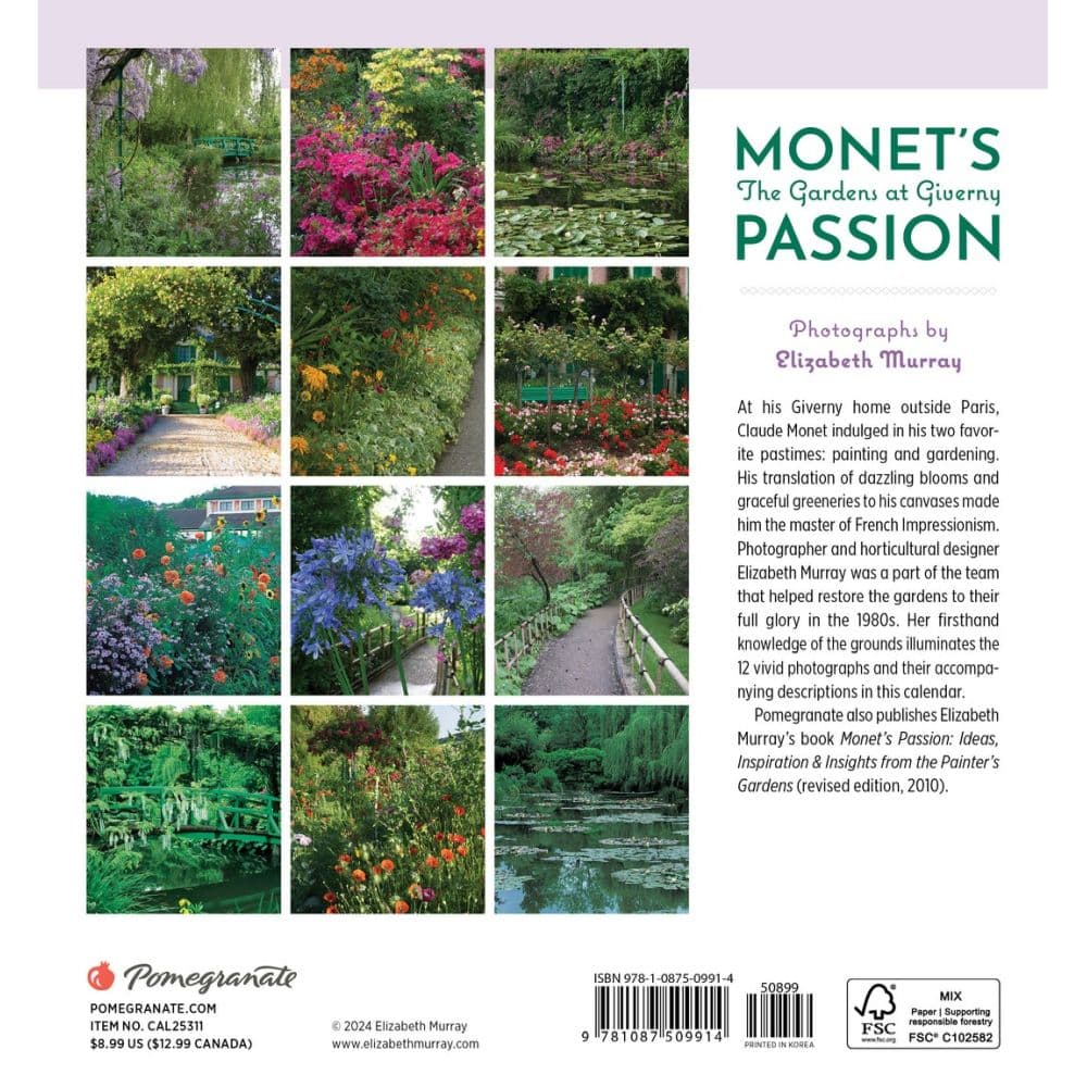 Monets Passion 2025 Mini Wall Calendar Alt1