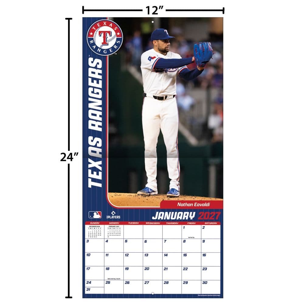 MLB Texas Rangers 2027 Wall Calendar Fourth Alternate Image