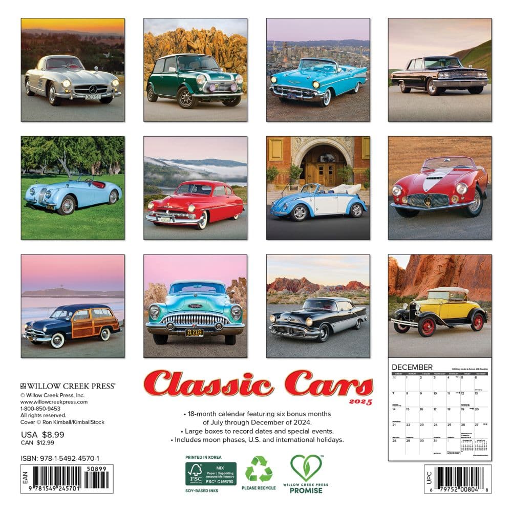 Cars Classic 2025 Mini Wall Calendar First Alternate Image width="1000" height="1000"
