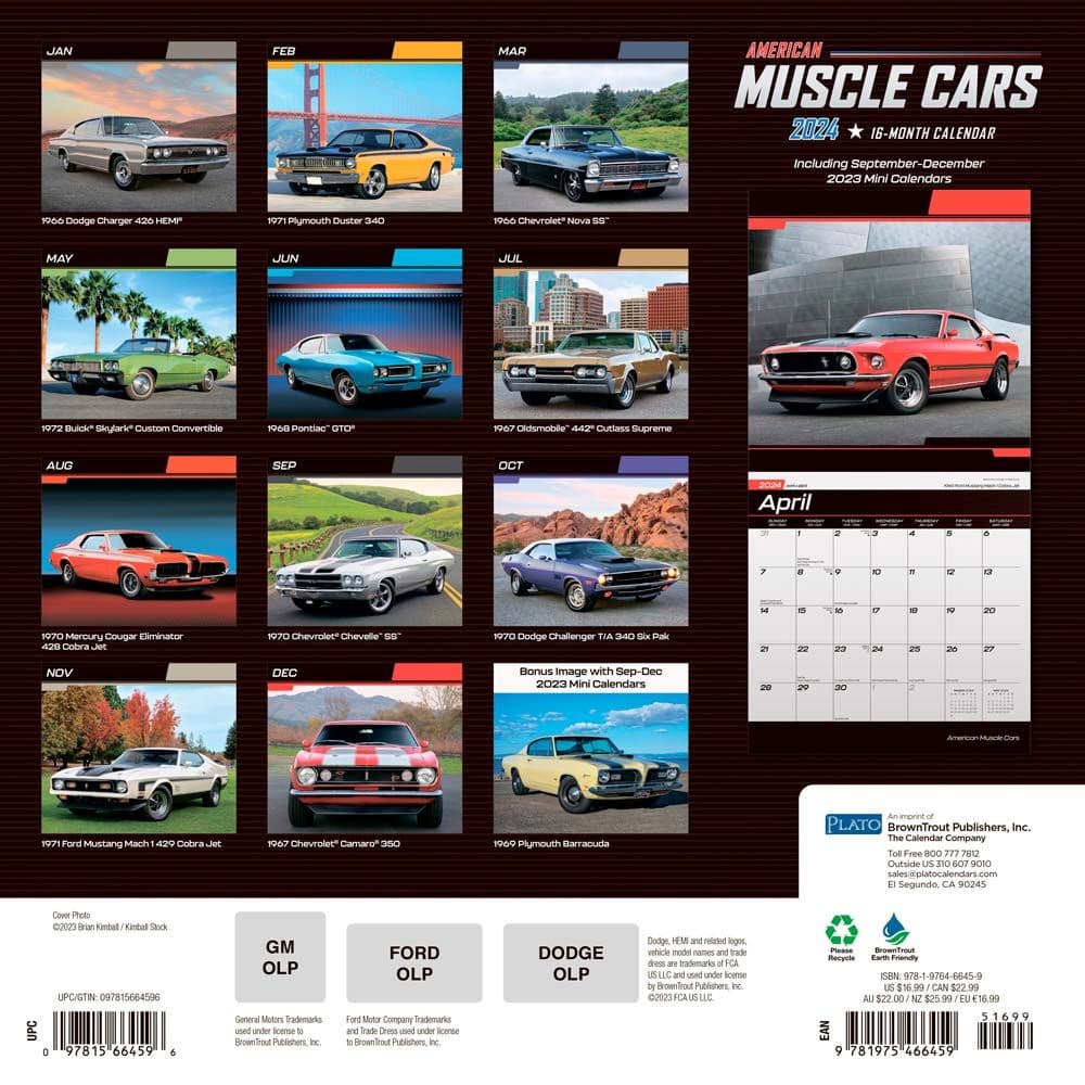 American Muscle Cars 2024 Wall Calendar