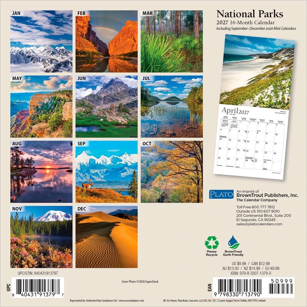 National Parks Foil 2027 Mini Wall Calendar First Alternate Image