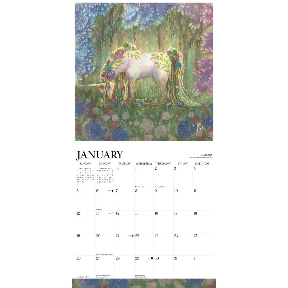 Unicorns Burrier 2025 Wall Calendar