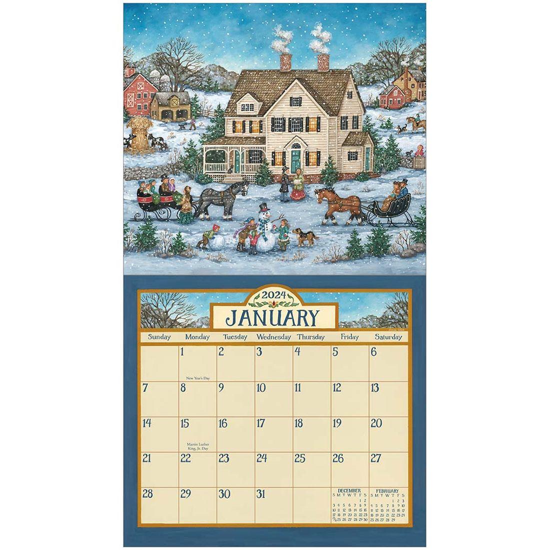 Folk Art White 2025 Wall Calendar