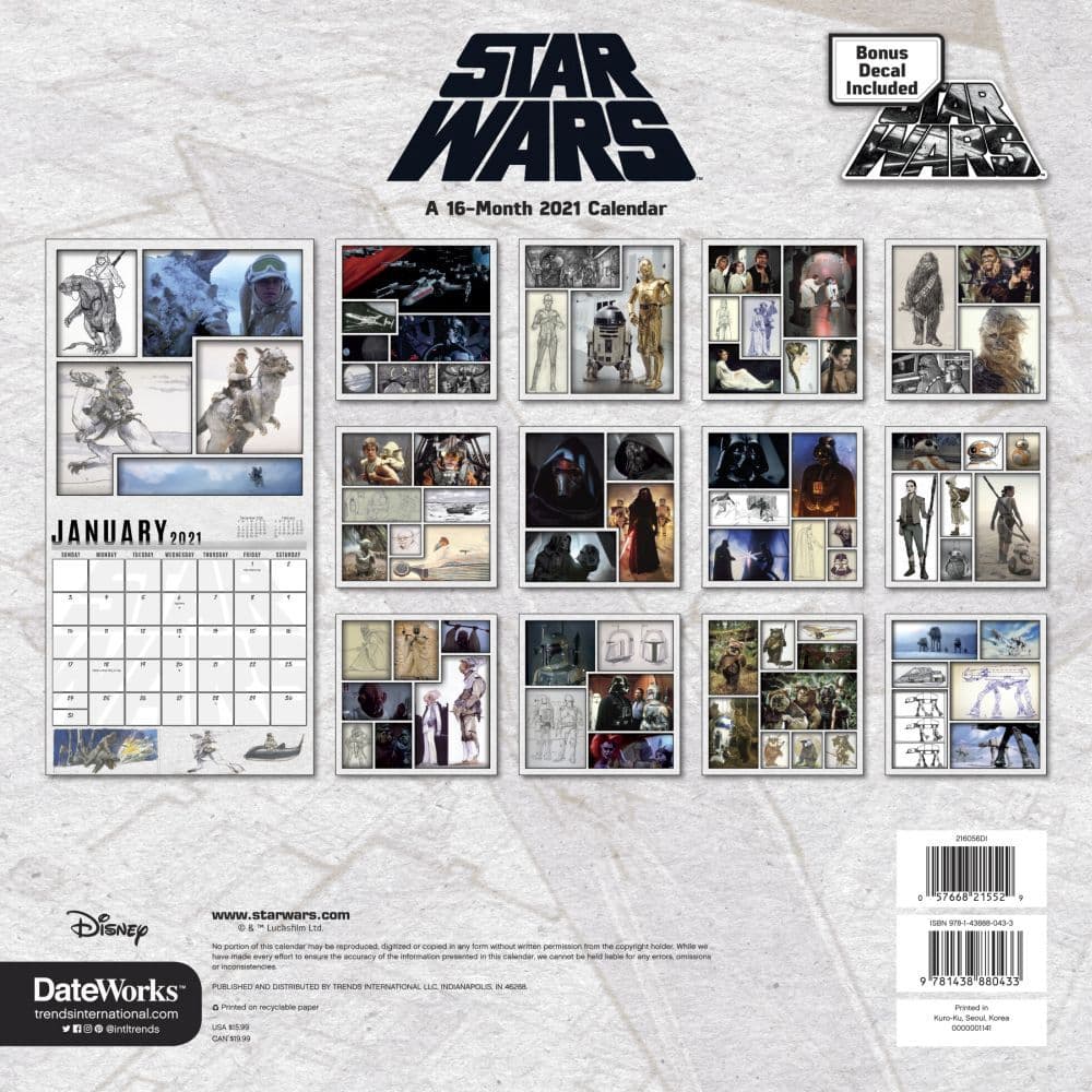 Star Wars Saga Wall Calendar