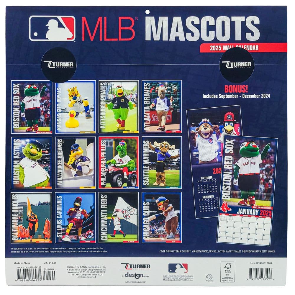 MLB Mascots 2025 Wall Calendar First Alternate Image