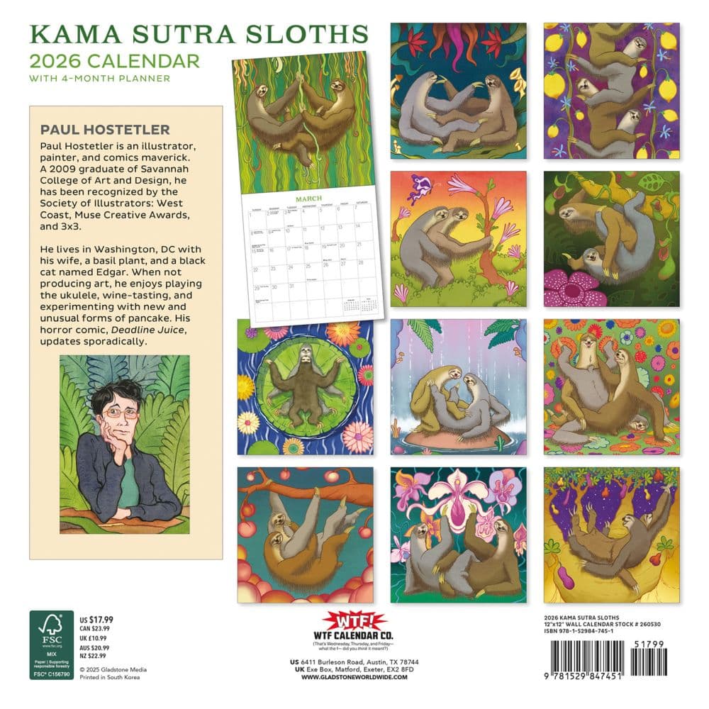 Kama Sutra Sloths 2026 Wall Calendar First Alternate Image
