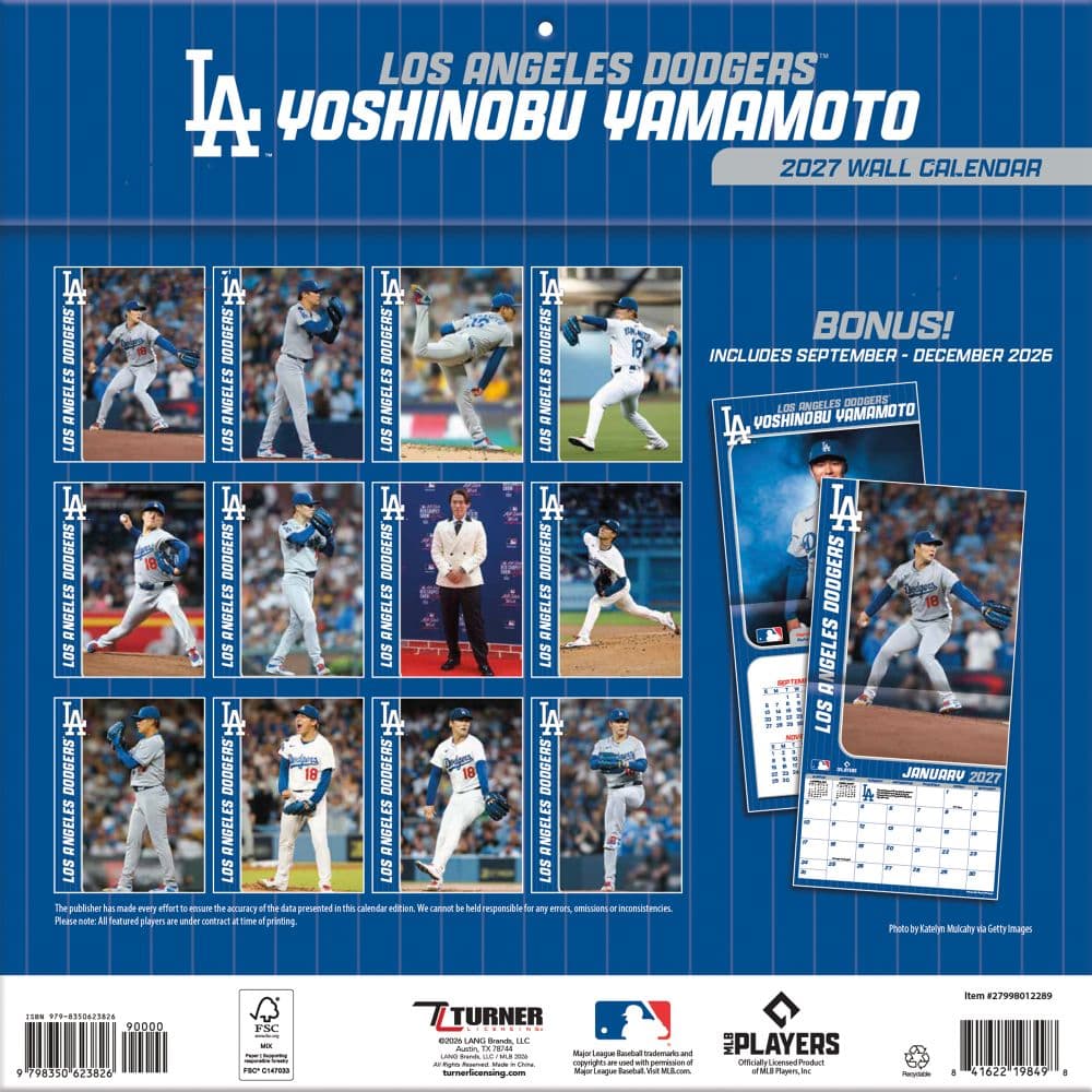 MLB Yoshinobu Yamamoto 2027 Wall Calendar First Alternate Image