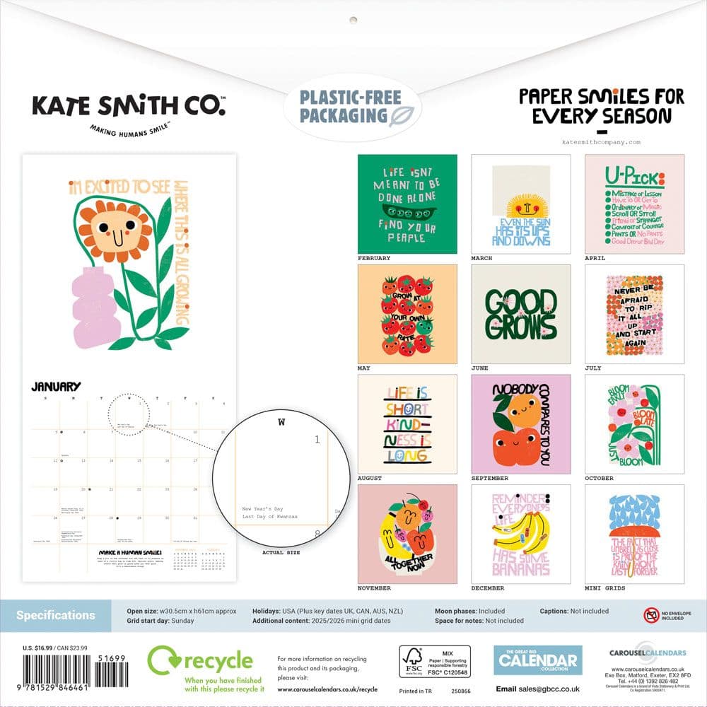 Kate Smith 2025 Wall Calendar