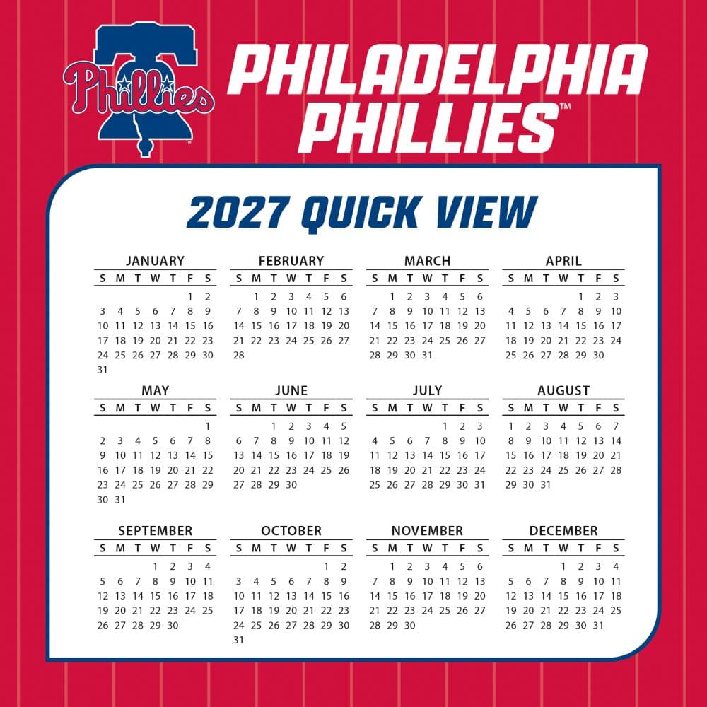 MLB Philadelphia Phillies 2027 Desk Calendar Fourth Alternate Image