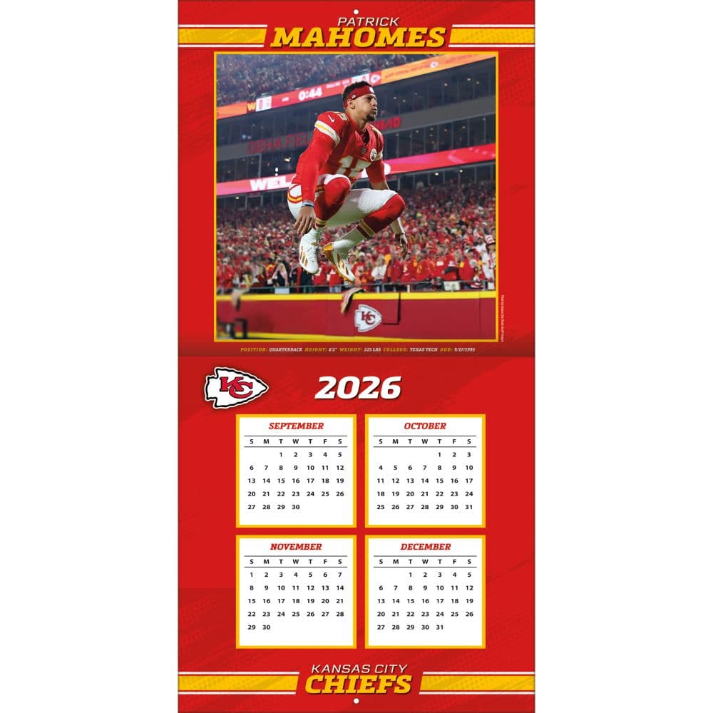 NFL Kansas City Chiefs Patrick Mahomes 2027 Wall Calendar Second Alternate Image