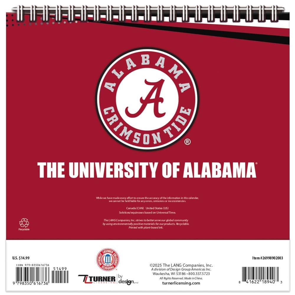 Alabama Crimson Tide 2026 Easel Desk Calendar Third Alternate Image