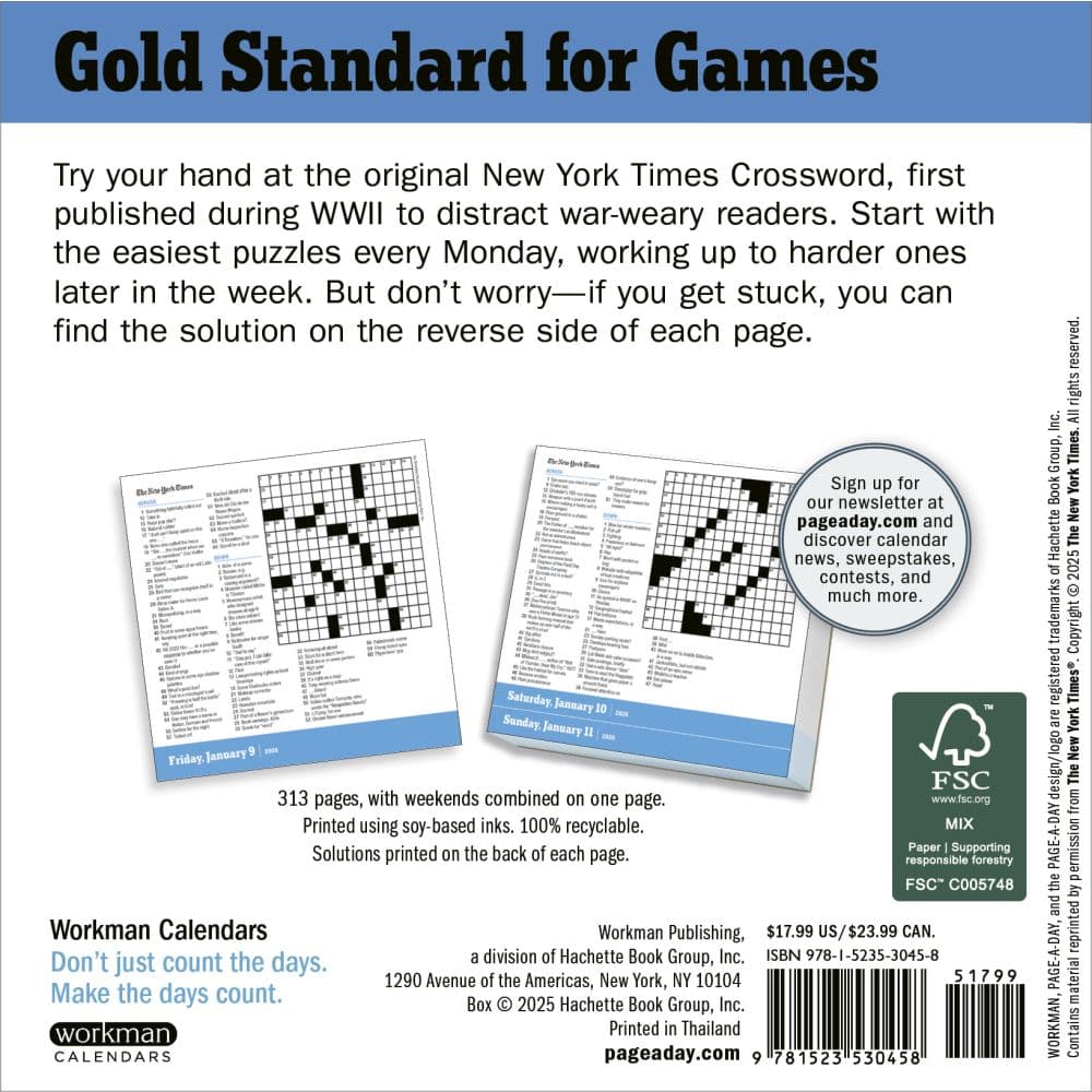 New York Times Daily Crosswords 2026 Desk Calendar First Alternate Image