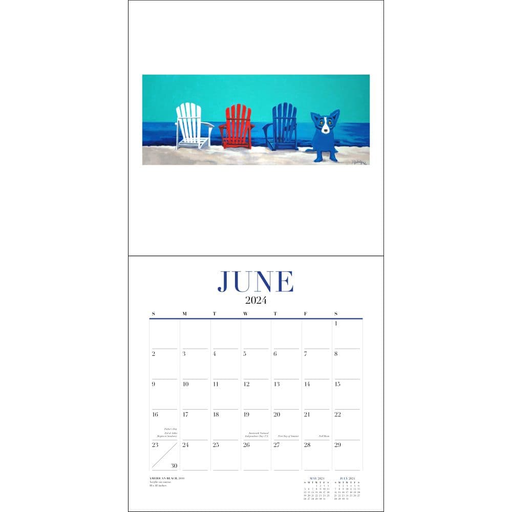 Blue Dog Rodrigue 2024 Wall Calendar June