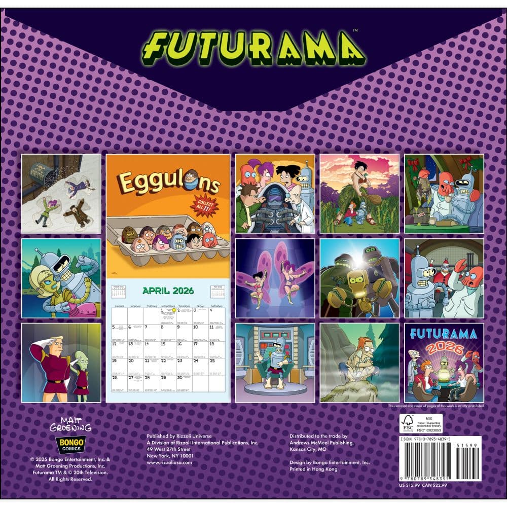 Futurama 2026 Wall Calendar First Alternate Image