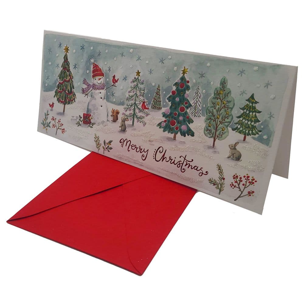 Watercolor Snowman Scene Christmas Card Alt6