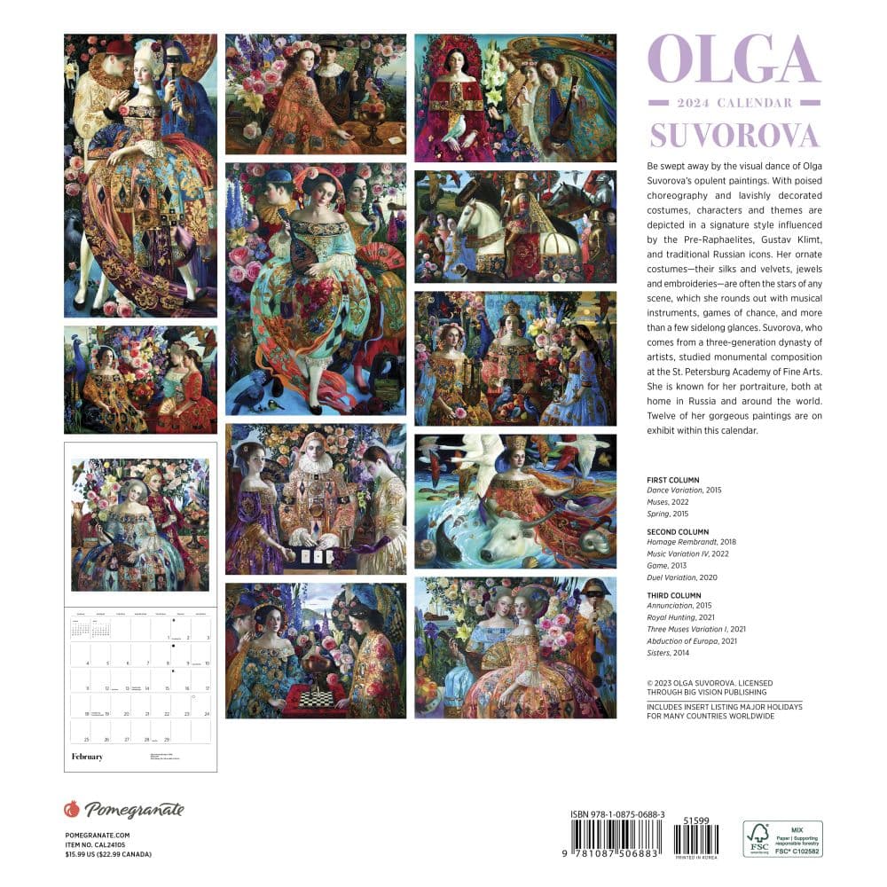 Suvorova Commedia 2024 Wall Calendar