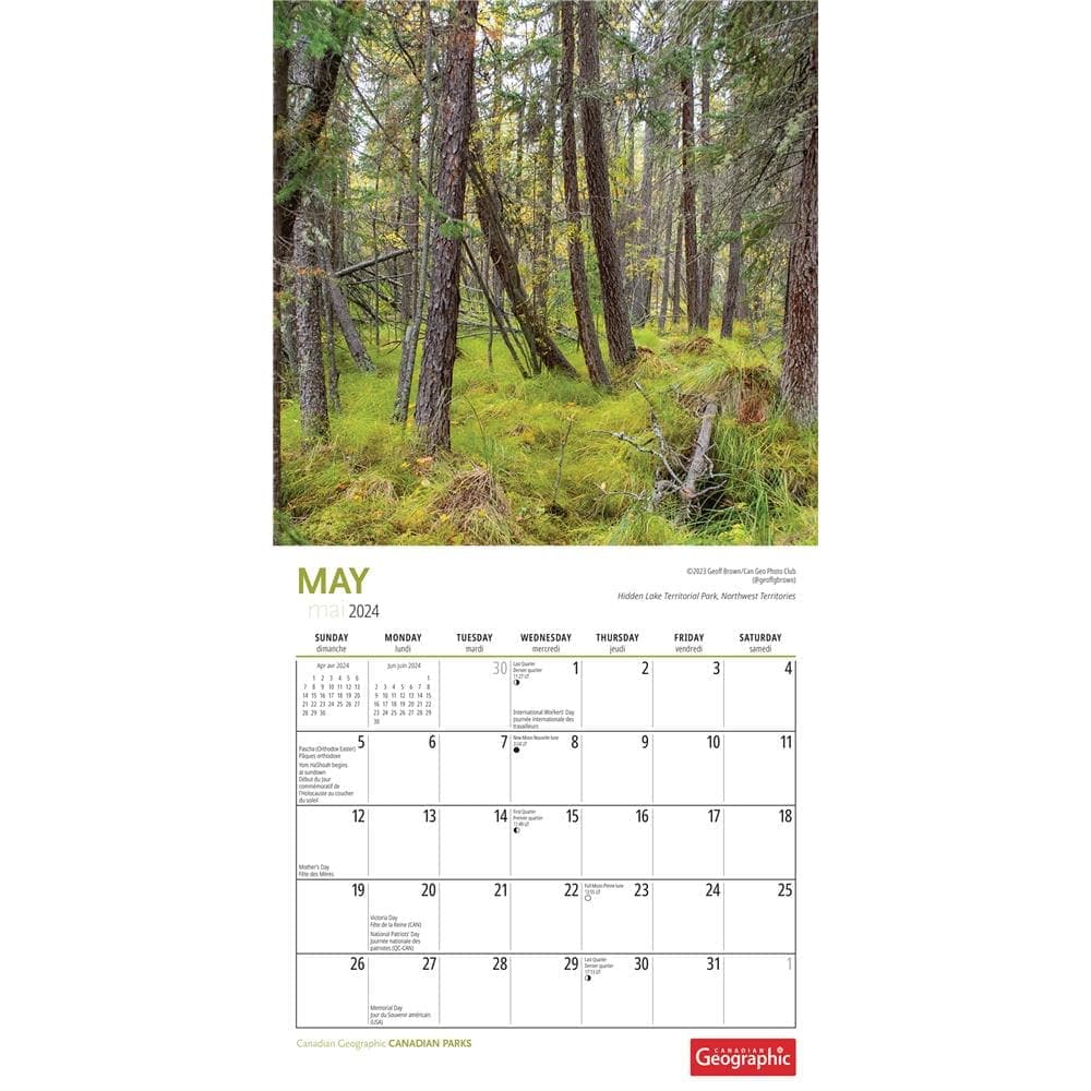 Canadian National Parks 2024 Mini Wall Calendar interior 1