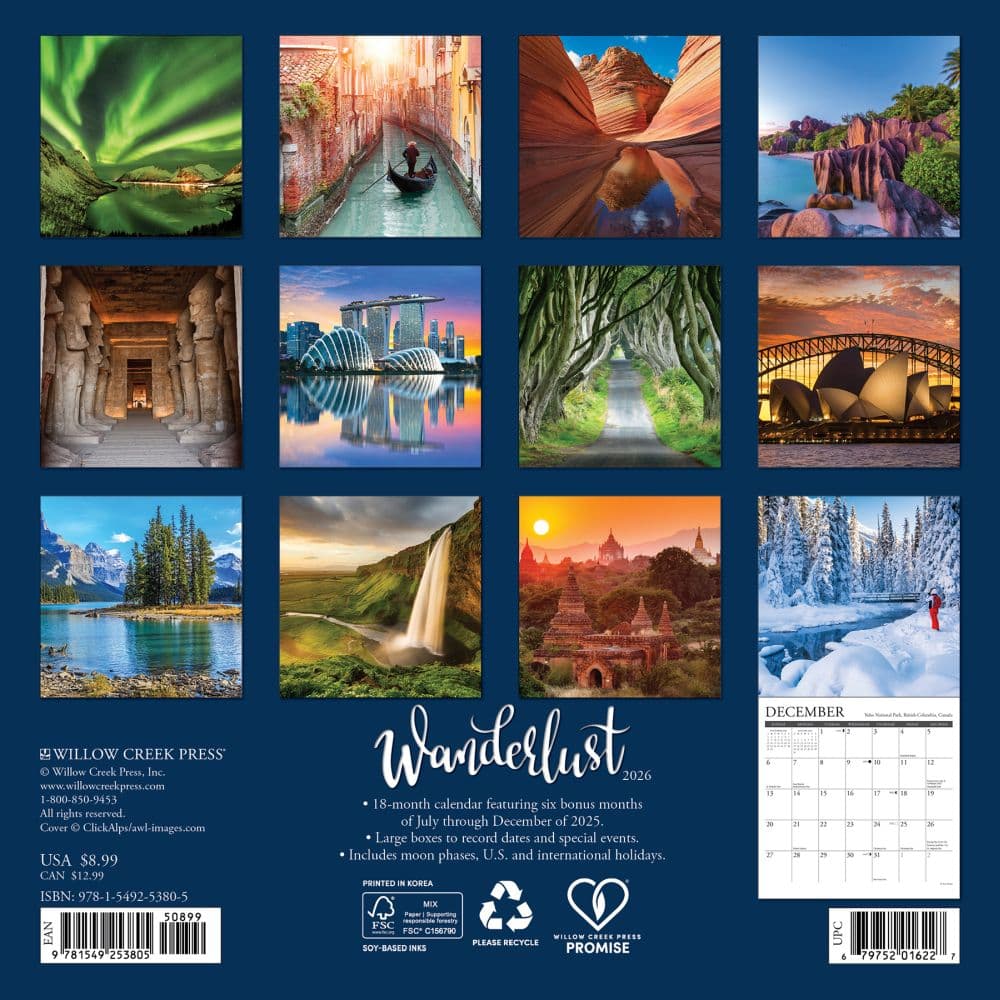 Wanderlust 2026 Mini Wall Calendar First Alternate Image