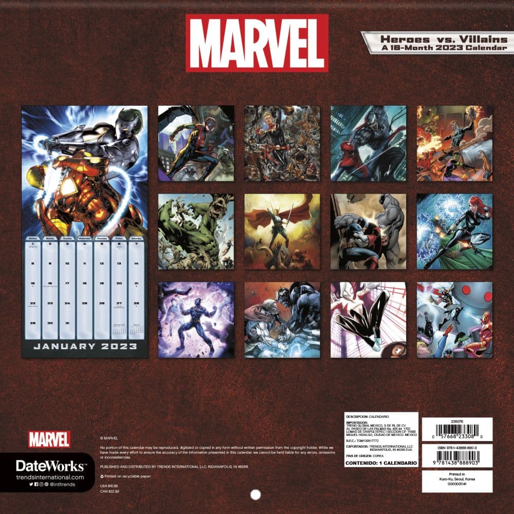 Marvel Heroes vs Villains 2023 Wall Calendar - Calendars.com Marvel Heroes vs Villains 2023 Wall Calendar - Calendars.com