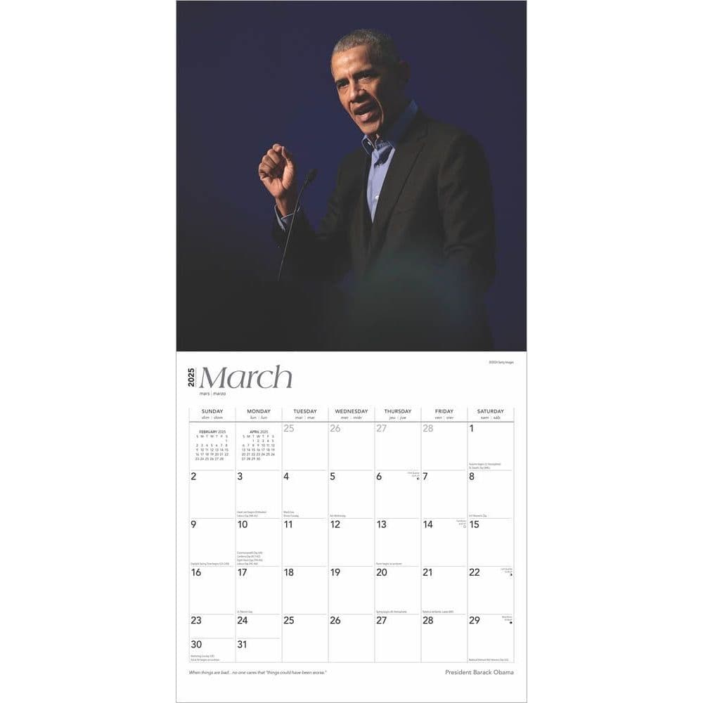 Obama President 2025 Wall Calendar Second Alternate Image