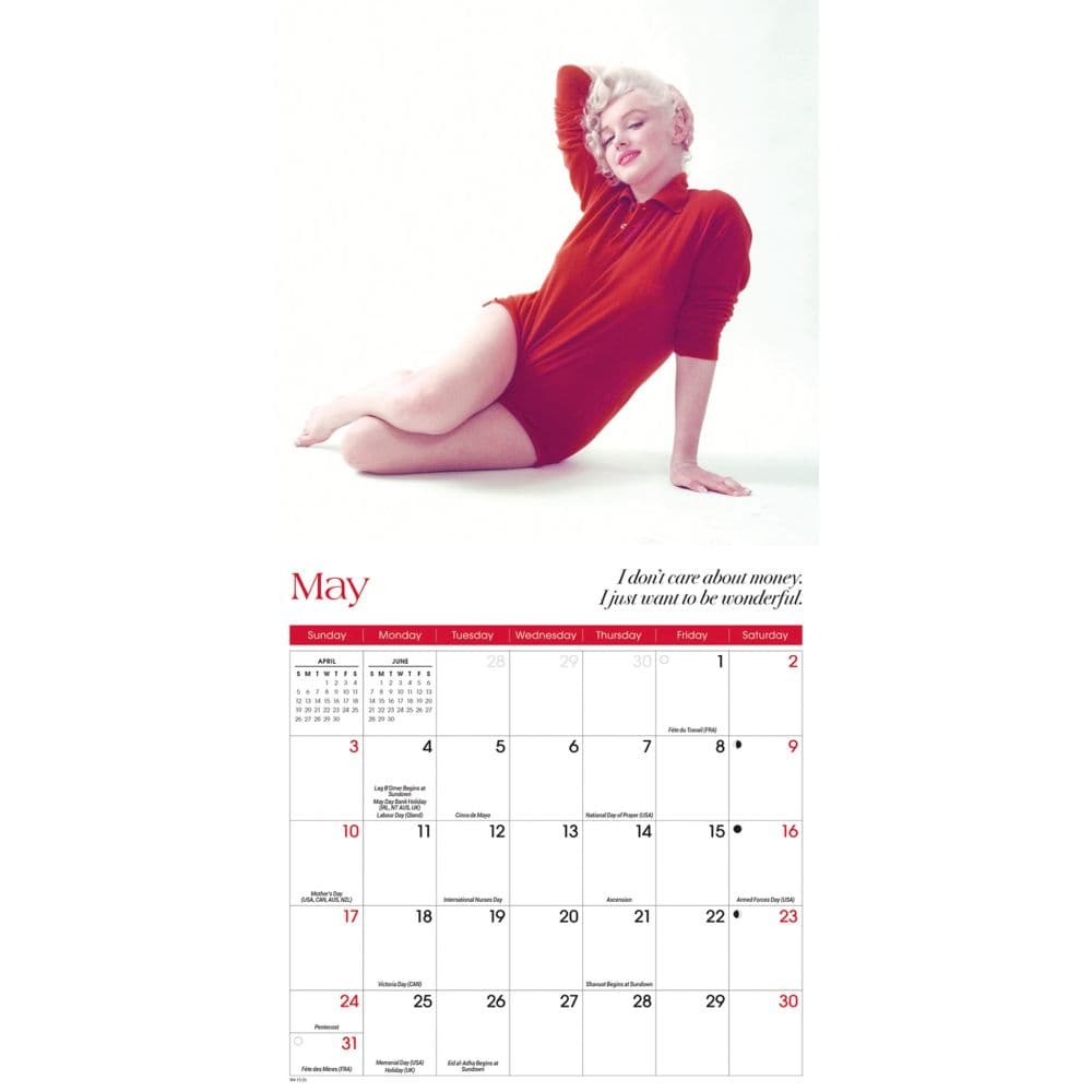 Marilyn Monroe 2026 Mini Wall Calendar Third Alternate Image