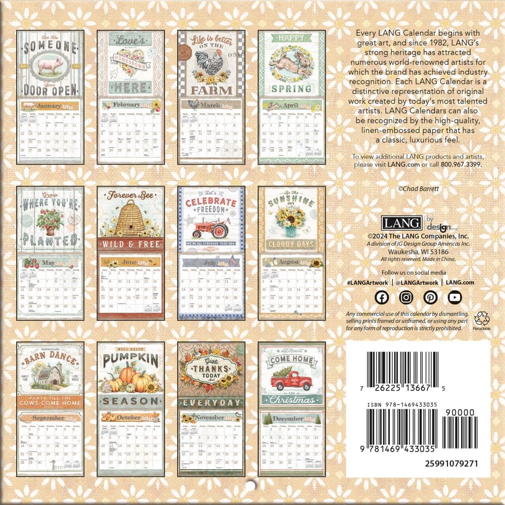 Farmhouse by Chad Barrett 2025 Mini Wall Calendar First Alternate Image width="1000" height="1000"