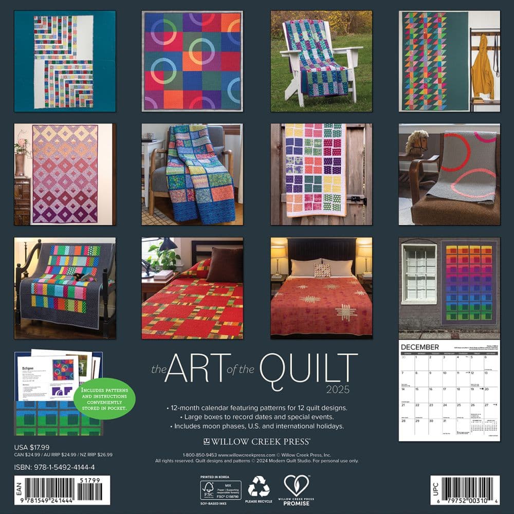 Art of Quilt 2025 Wall Calendar